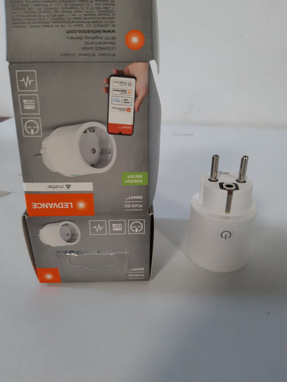 252331 - LEDVANCE SMART+ Prizë për ambiente të brendshme, Prizë inteligjente me Matter mbi WiFi, Pajtueshme me Alexa, Google dhe Apple, Mat dhe kursen konsumin e energjisë, E bardhë, Pako me 1 copë