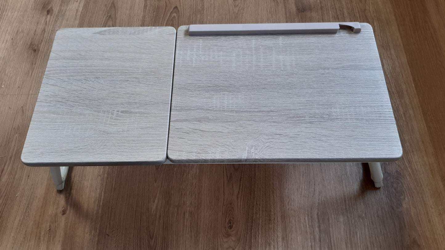 217911 - MEUBLE Tavolinë Laptop Komode, 65x30x27.5cm, Natyrale + e Bardhë, Rregullueshme në Lartësi
