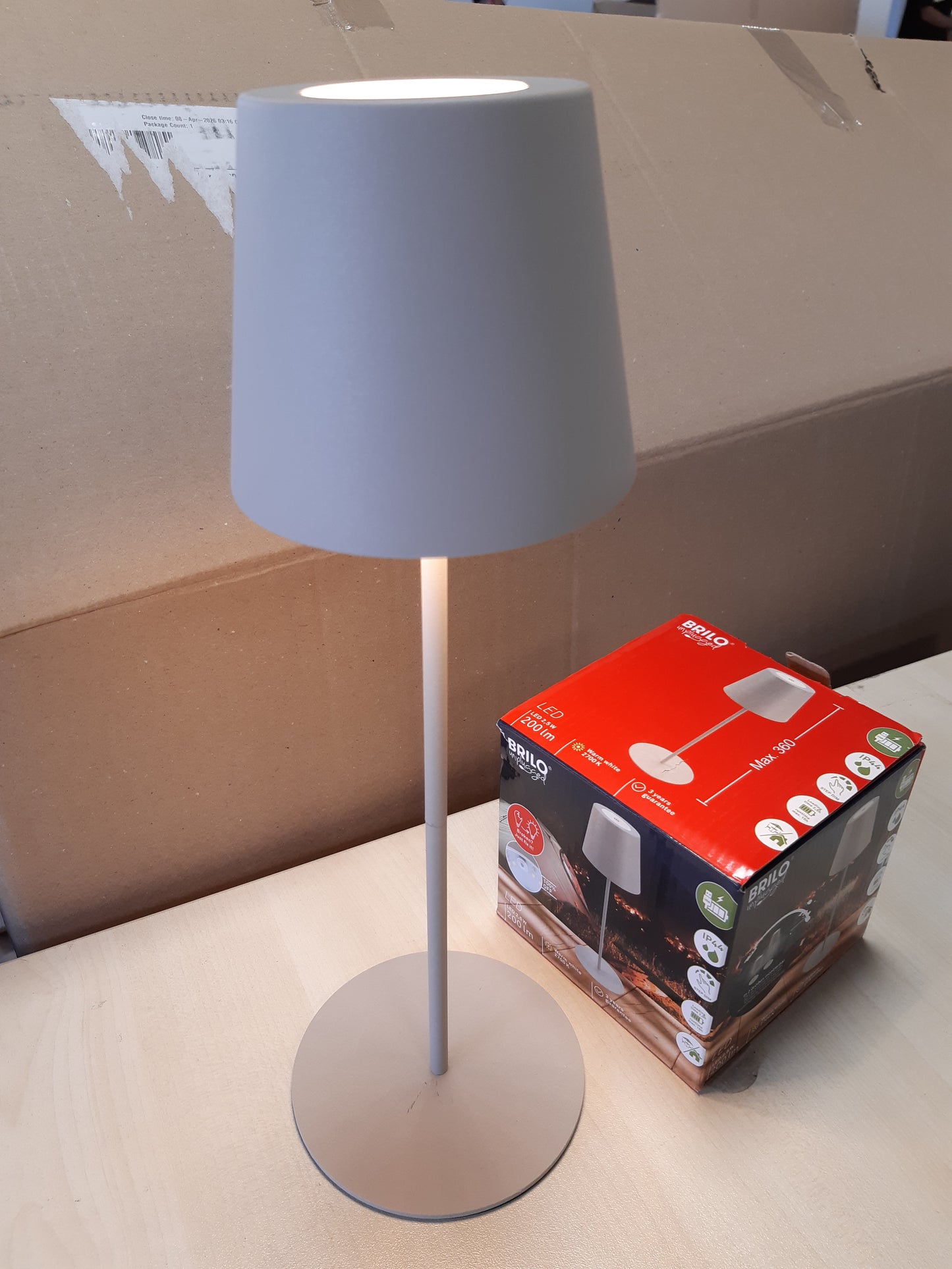 256746 - BRILONER - Llambë tavoline LED pa tel, e rregullueshme në lartësi, 36x10.5 cm, ngjyrë bezhë