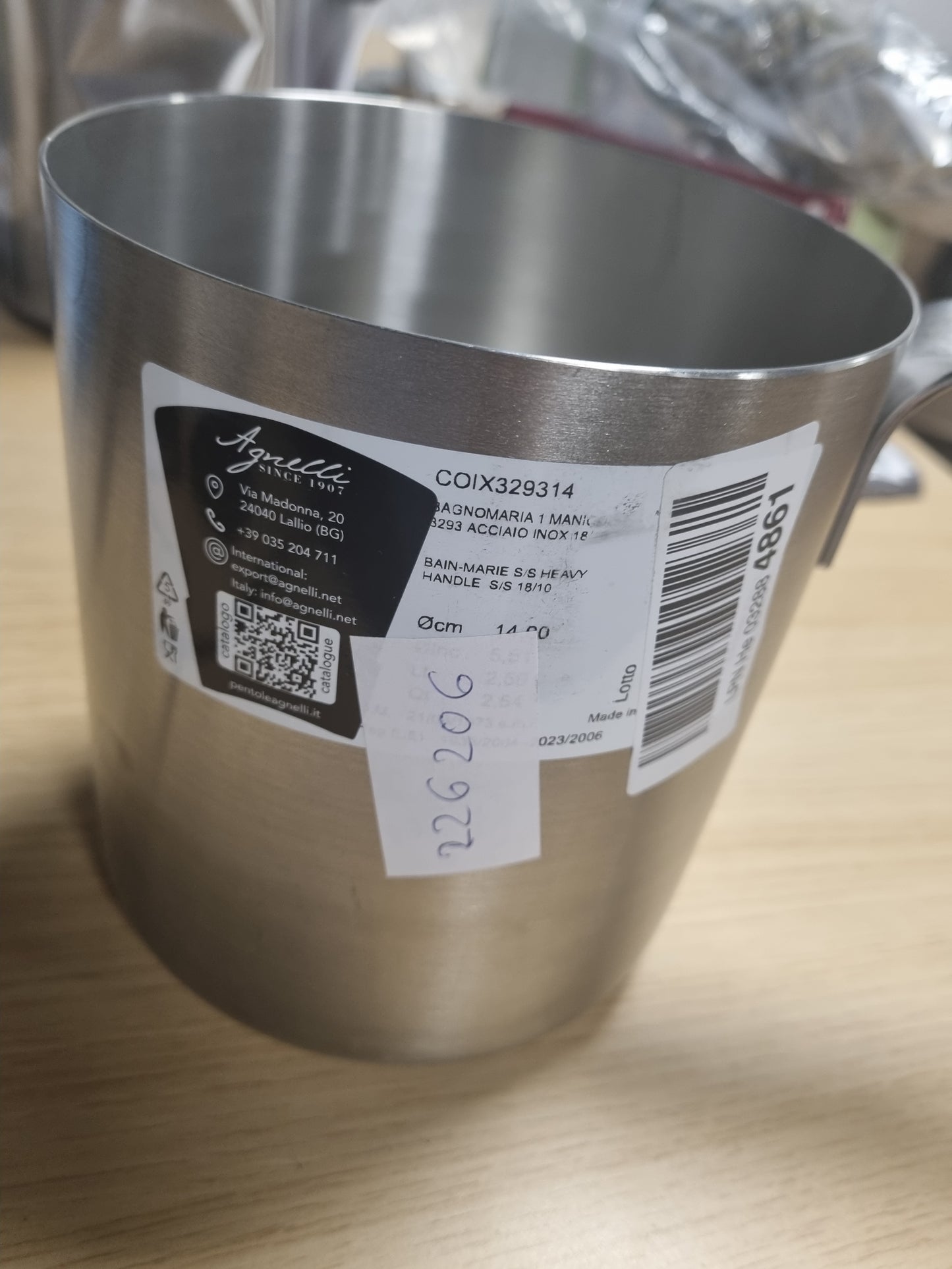 226206 - Agnelli Steel Line Tigan Bain-Marie me Dorezë të Rëndë, 14 cm