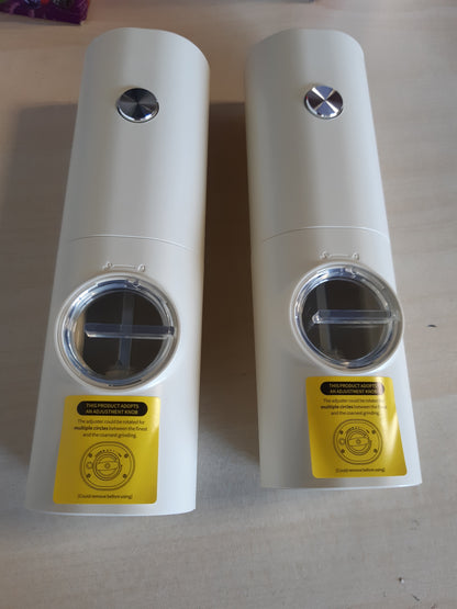 215418 - CIRCLE JOY Mullinj për kripë dhe piper, Pako elektrike me 2, Mulli erëzash me bateri me bazë, dritë LED e bardhë dhe trashësi e rregullueshme