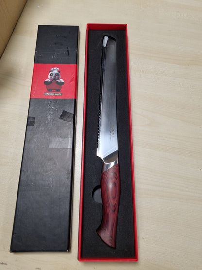 213274 - SHAN ZU Thikë buke 25 cm, Thikë japoneze me dhëmbë sharre për bukë dhe ëmbëlsira, me çelik inox 10CR15Mov me karbon të lartë