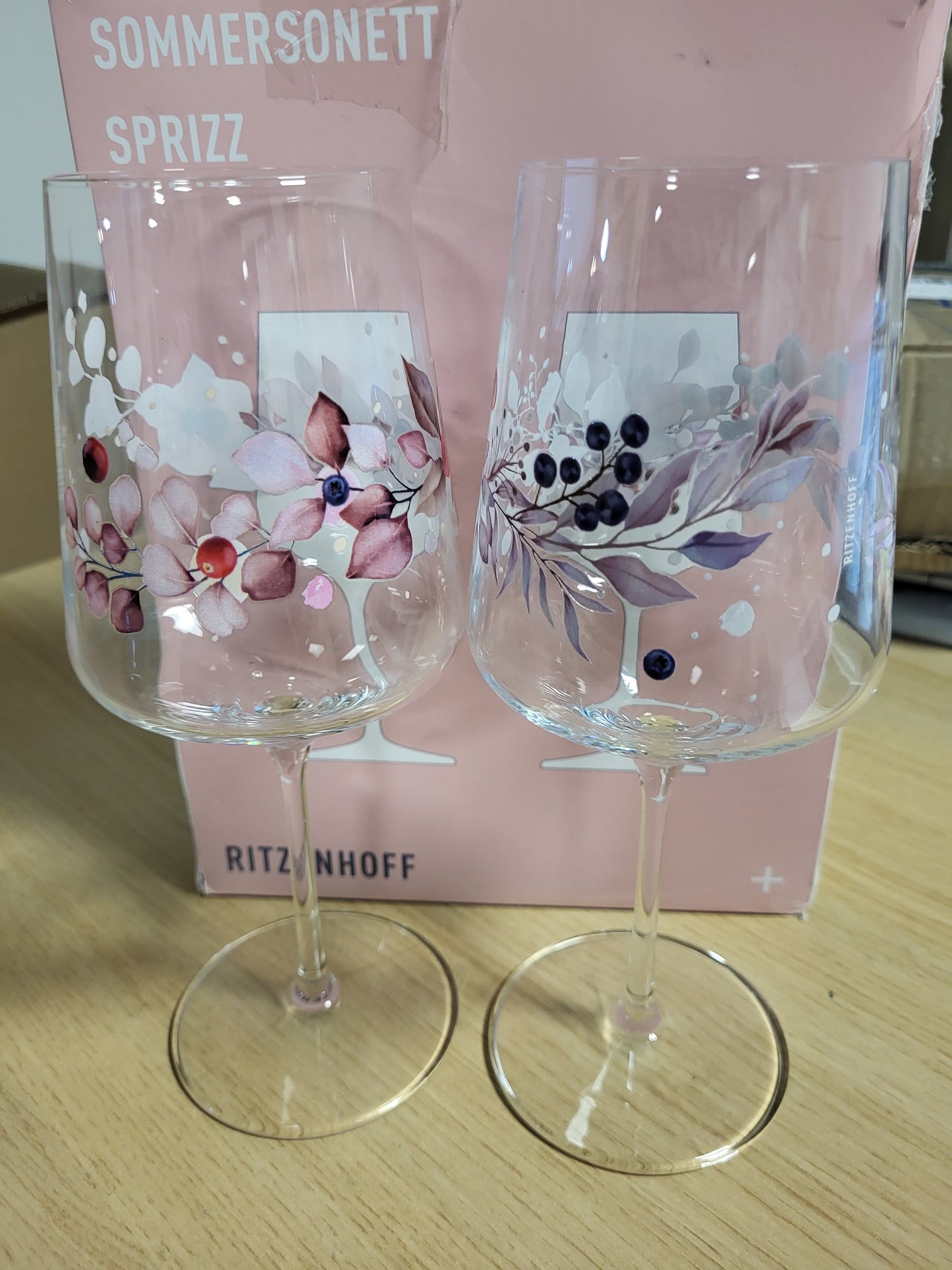 205309 - RITZENHOFF Seti 6011002 me 2 Gota për Aperitiv, Spritz 500ml - Fruta dhe Degëza Shumëngjyrëshe - Seria e Sonnetit Veror - Prodhim Gjerman