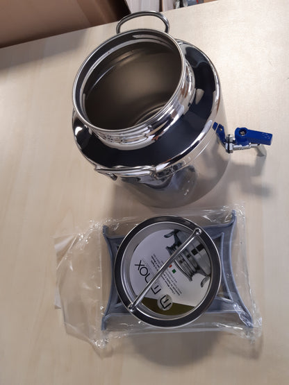 208132 - MEGASHOPITALIA Fuçi e Salduar me bazë dhe Rubinet, Materiali: Çelik Inoks 18/10, Kapaciteti: 5 LT