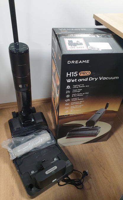 144027 - DREAME H15 Pro Fshesë me Korrent, Krah Robotik GapFree AI DescendReach, Mbulim Trefishtë Skajeve, Fuqi Thithjeje 21,000 Pa, Pa Ngatërresa, Larje me Furçë 100°C, Tharje 5 Minuta në 90°C, Shtrirje e Sheshtë 180°