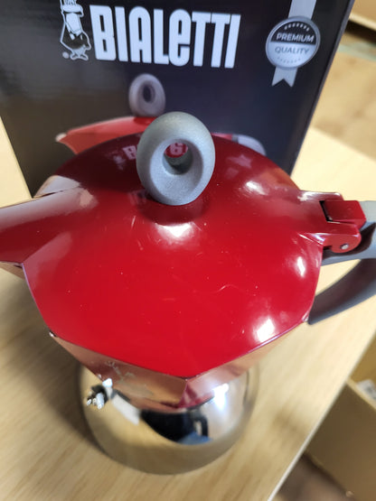 245565 - BIALETTI Moka Induksion, Tenxhere, I përshtatshëm për të gjitha llojet e sobave, 6 filxhanë ekspres (280ml), E kuqe