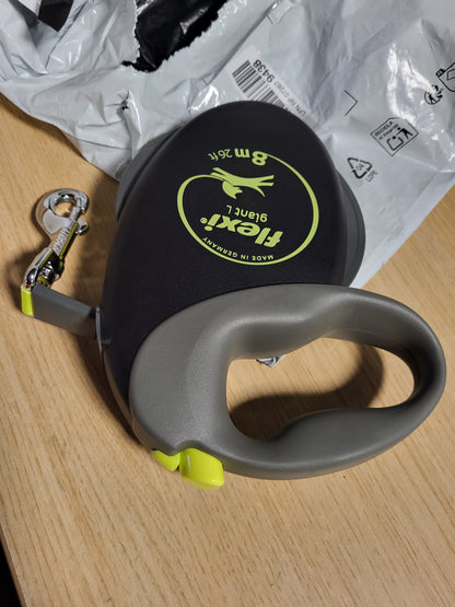 226897 - Rrip flexi® Giant L 8 m, i zi/i verdhë neoni, i tërheqshëm për qen deri në 50 kg