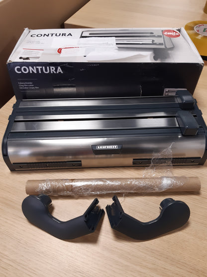 199322 - EMSA - Dispenser Prerës 3-Kahësh 504180 Contura për Letër Kuzhine, Letër Alumini, Qese Plastike, në Argjend/I Zi, Materiali: Çelik Inox, 1 Pako