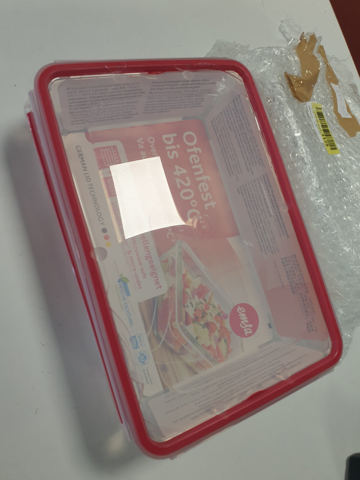 226799 - EMSA Enë qelqi për ruajtjen e ushqimit Clip & Close, drejtkëndëshe, 3 L, 100% e papërshkueshme nga rrjedhjet, e kuqe, transparente, N10412