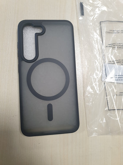 269492 - Mbështjellës magnetik për Samsung Galaxy S23 me xham të temperuar, Mbështjellës telefoni për mbrojtje ushtarake për Samsung S23 me film mbrojtës mat transparent MagSafe për Samsung S23 (i zi)