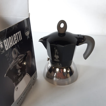 217706 - BIALETTI Moka Induction, Moka Pot, i përshtatshëm për të gjitha llojet e sobave, 2 filxhanë ekspreso (100 ml), e zezë