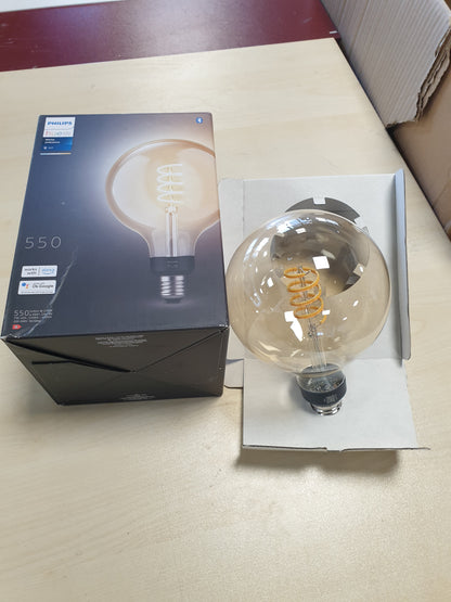 245347 - PHILIPS HUE White Ambiance E27 Filament Large Globe (550 lm), llambë LED me errësim, 1 pako