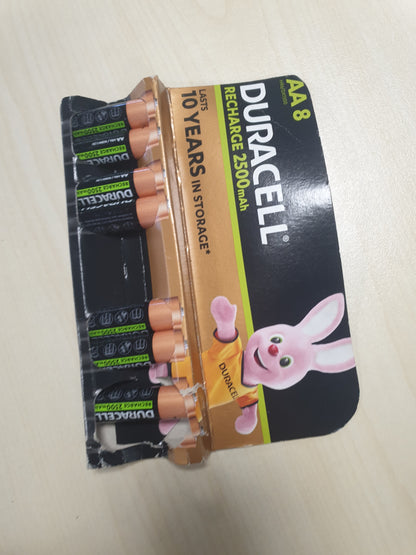 266557 - DURACELL Bateri AA të rikarikueshme (paketë me 7), 2500 mAh, NiMH, të parakarikuara, jetëgjatësi, paketim i riciklueshëm, 0% plastikë