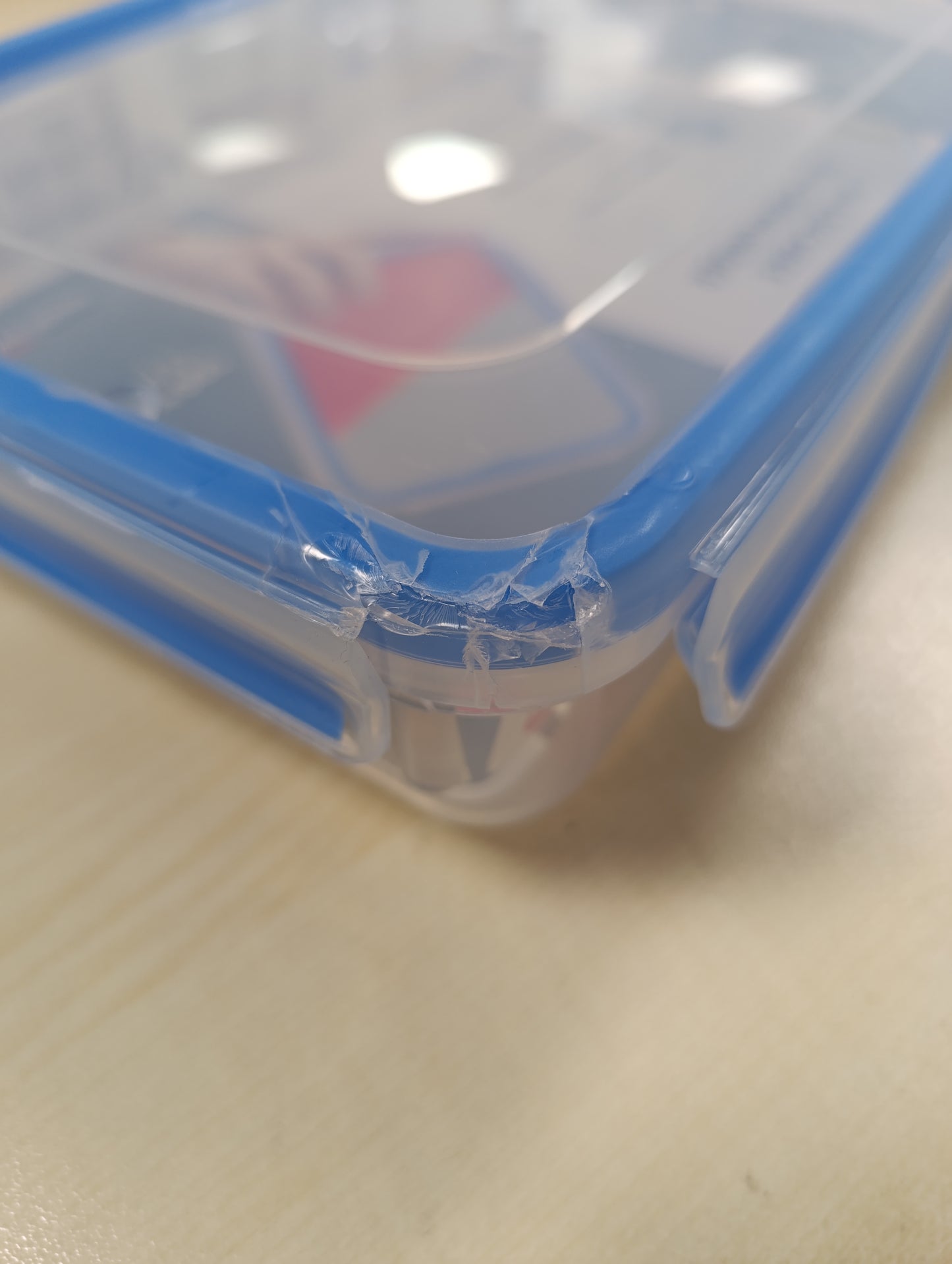 219470 - EMSA 508545 Enë Ushqimi Drejtkëndëshe me Kapak, 2.6 Litra, Transparente/Blu, me Kapëse dhe Mbyllje