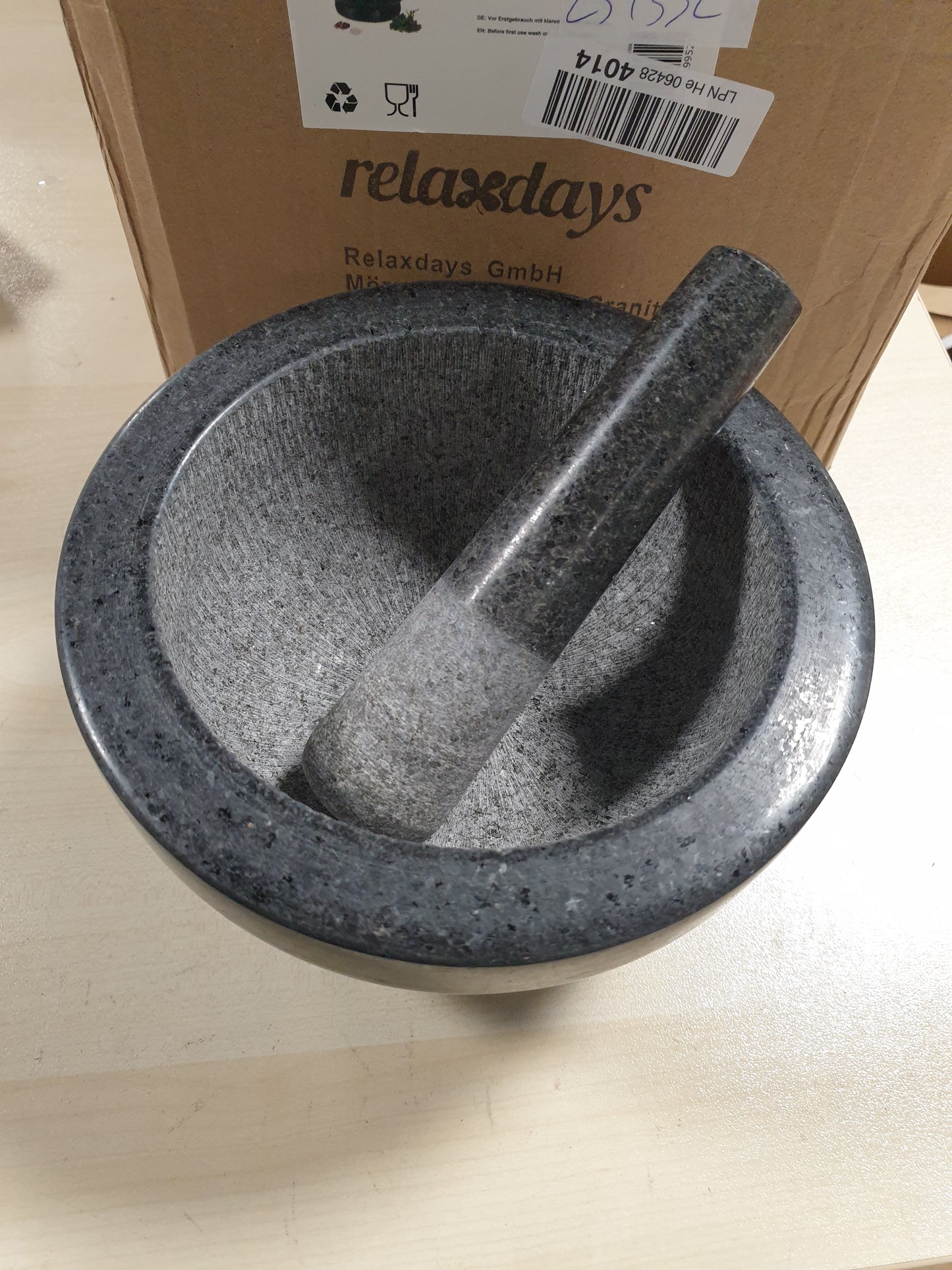 251332 - RELAXDAYS Llaç Graniti me Mur, i Fortë, për Erëza dhe Bimë, 5.6 kg, 1 L, i Zi