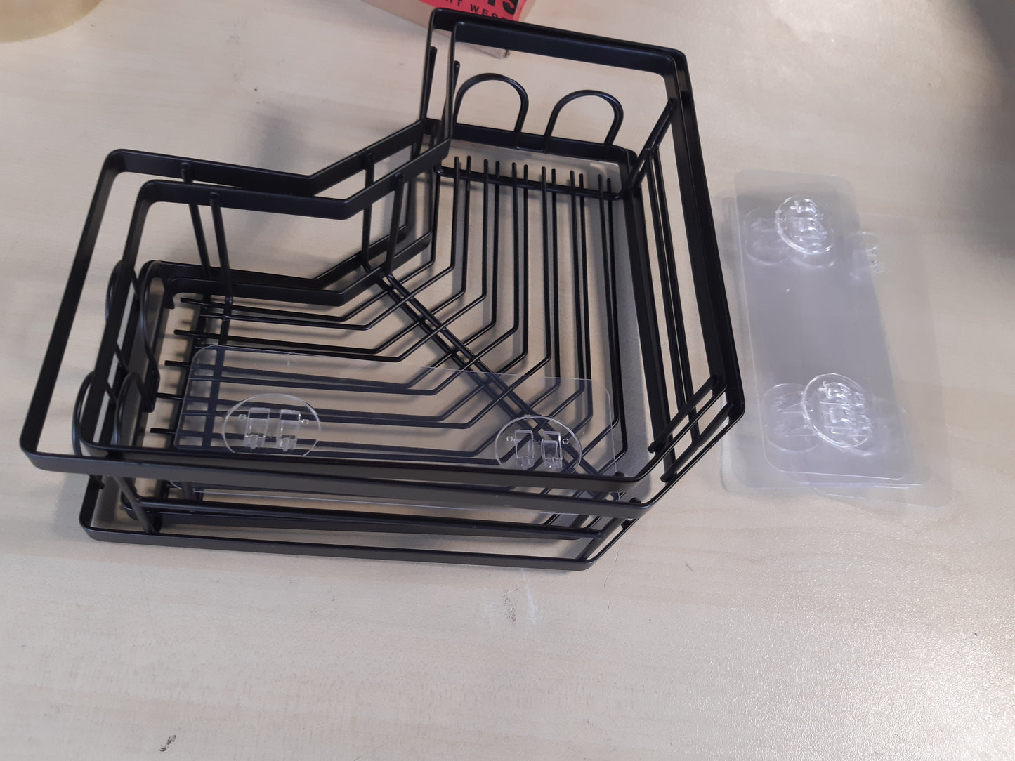 224018 - AceMining Raft dushi pa shpim, 2 copë kuti dushi e zezë, raft banjoje çeliku karboni, mbajtëse shampoje