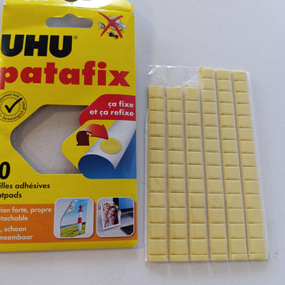 267491 - UHU Original Patafix - Pika ngjitëse të para-prera, të ripozicionueshme, të verdha, 80 pika