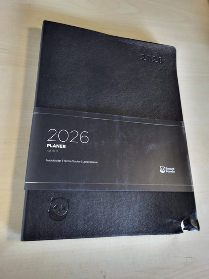 266945 - SMART PANDA Kalendari Premium i Takimeve për vitin 2026, Planifikues Javor A4, Argjend, Kopertinë e Butë, Kalendar Takimesh, Intervale 30-minutëshe, Planifikues 2026, në gjermanisht