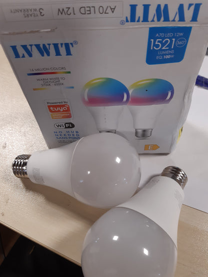 167627 - LLAMBË LED SMART Llambë LED inteligjente WiFi, 12W, RGB A70, me telekomandë shumëngjyrëshe, E27, 1521LM, e zbehtë nëpërmjet aplikacionit, e pajtueshme me Google Assistant dhe Amazon Alexa Echo dhe Echo Dot, Pako me 2