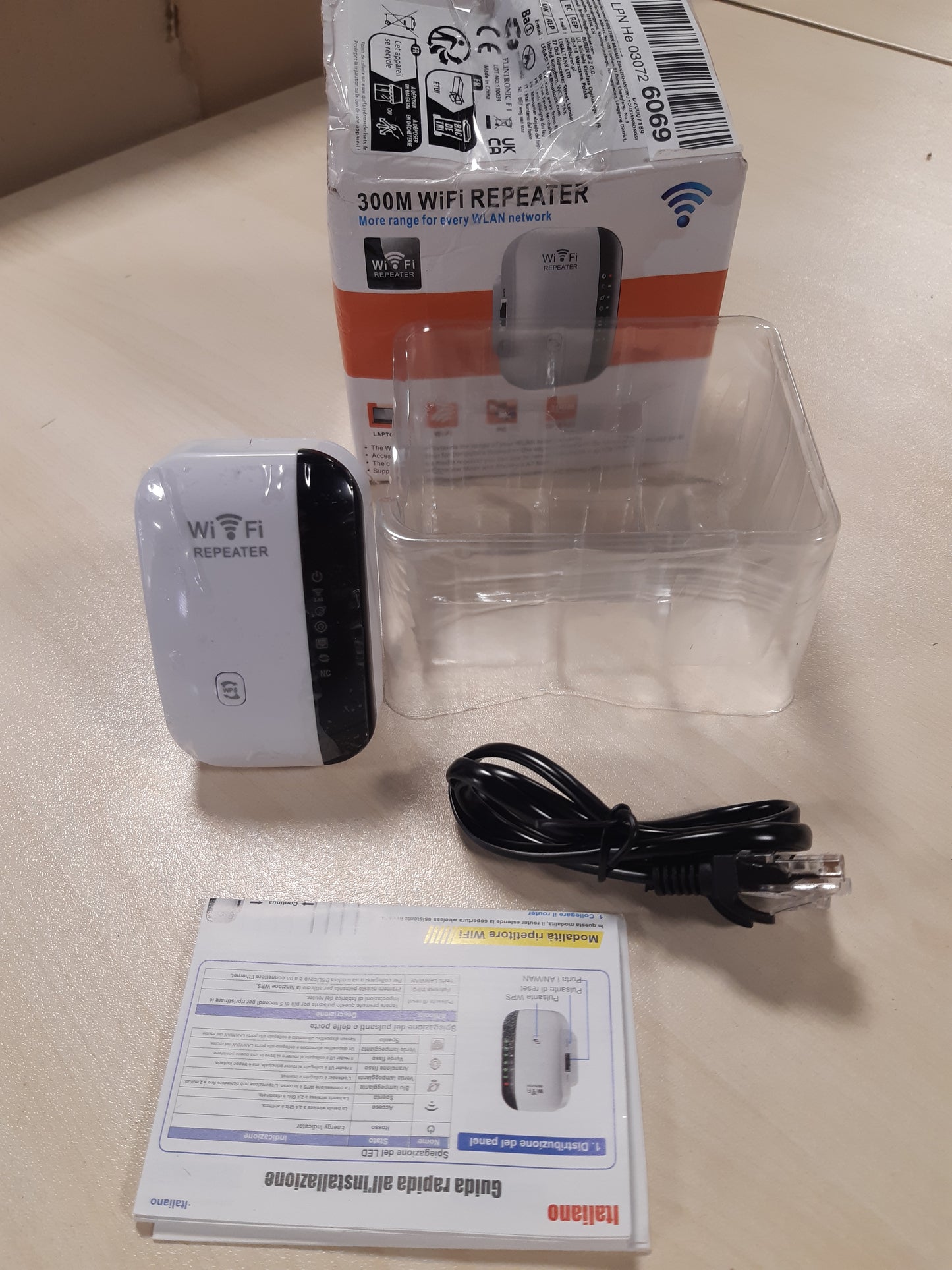 190381 - FLINTRONIC Përsëritës WiFi, 2.4 GHz, Amplifikator i Fuqishëm që Mbulon deri në 20 Pajisje, Amplifikator Sinjali Rrjeti pa Tel, Përmirësues Diapazoni WiFi me Port Ethernet