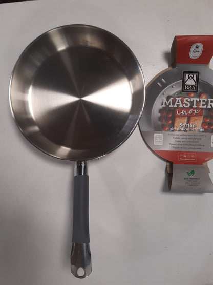 262052 - BRA Master | Tigan 26 cm, Çelik Inoks, Jo-ngjitës, Pa PFOA, Induksion i plotë, Dorezë çeliku inoks e veshur me silikon
