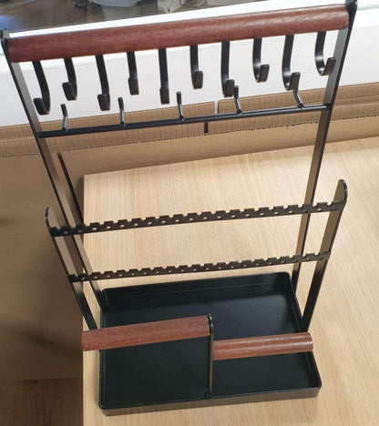 172936 - PROCASE Stendë Ekspozimi Bizhuterish 5-Nivele me 15 Grepa, Mbajtëse Vathësh dhe Gjerdani të Varur, Formë Kulle - E Zezë