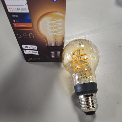 256161 - PHILIPS HUE - Llambë LED me filament inteligjent, dritë e bardhë me errësim, bazë E27, 7.2W, 550 lumen, e pajtueshme me Alexa dhe Google Home