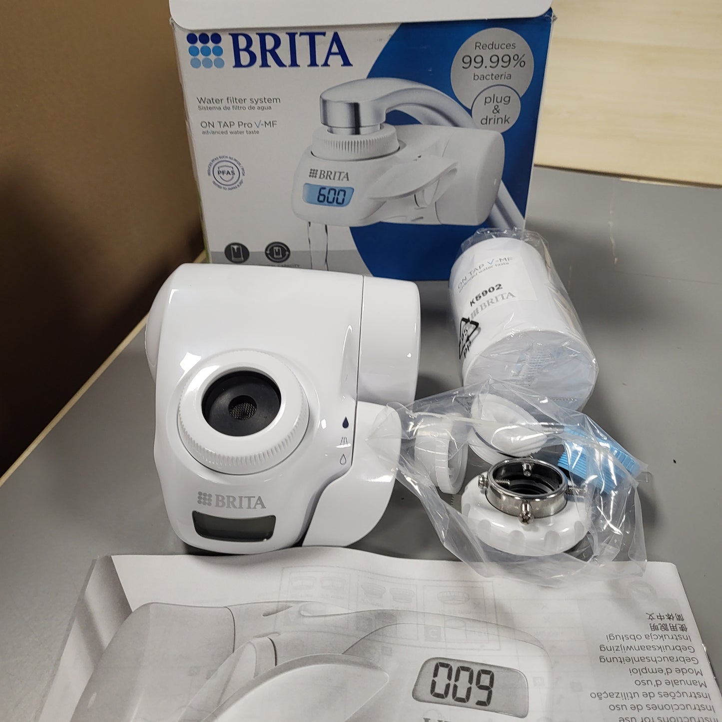 260217 - BRITA ON TAP Pro V-MF - Sistem Filtrimi Uji, 1 Fishek Filtri (600L), 99.99% Pa Baktere, Numërim Mbrapsht LCD