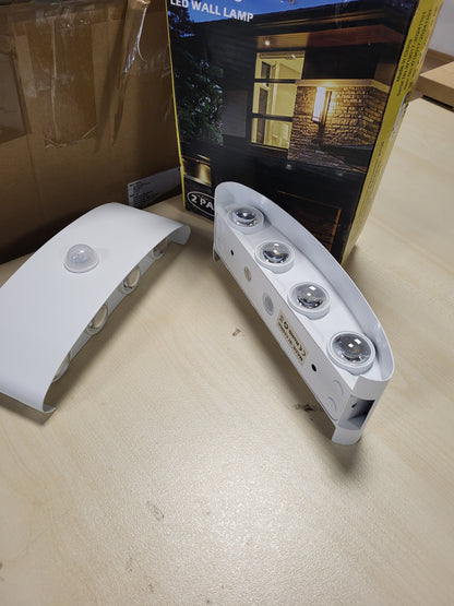 245895 - KINAMY Llambë Muri për Brendësi me Sensor Lëvizjeje, Ndriçim LED 8W, I papërshkueshëm nga uji IP65, I përshtatshëm për Shkallë, Kuzhinë, Dhomë Ndenjeje, Dhomë Gjumi, Kopsht, 2 copë - E Bardhë