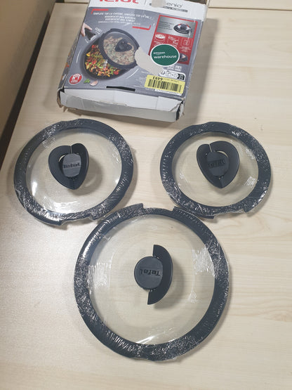217468 - TEFAL INGENIO Set me 3 Kapakë Qelqi dhe Silikoni 16/18/20 E Zezë, L9931012