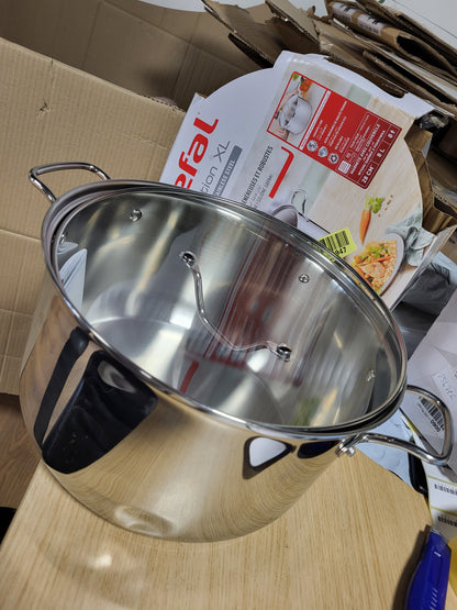 255222 - TEFAL INTUITION XL Tenxhere çeliku inox 28 cm / 8 L, e pajtueshme me induksion, garanci 5-vjeçare, çelik inox Premium 18/10, doreza të forta, kapak qelqi B8646404