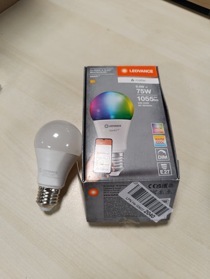 168592 - LEDVANCE SMART+ Llambë LED Matter, 9.5W, 1055LM, E27, Optikë e Bardhë, e pajtueshme me Google, Alexa, Apple, Kontroll me Zë, Dritë me Ngjyra, Jetëgjatësi deri në 20,000 Orë, Pako prej 1