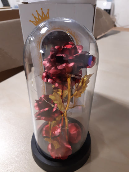 175326 - DHURATA E SHËN VALENTINIT me Lule Trëndafili të Përjetshme në Gotë, Perfekte për Ditëlindje të Mamasë, të Dashurës apo Gjyshes - Trëndafila stili 'Bukuroshja dhe Bisha'