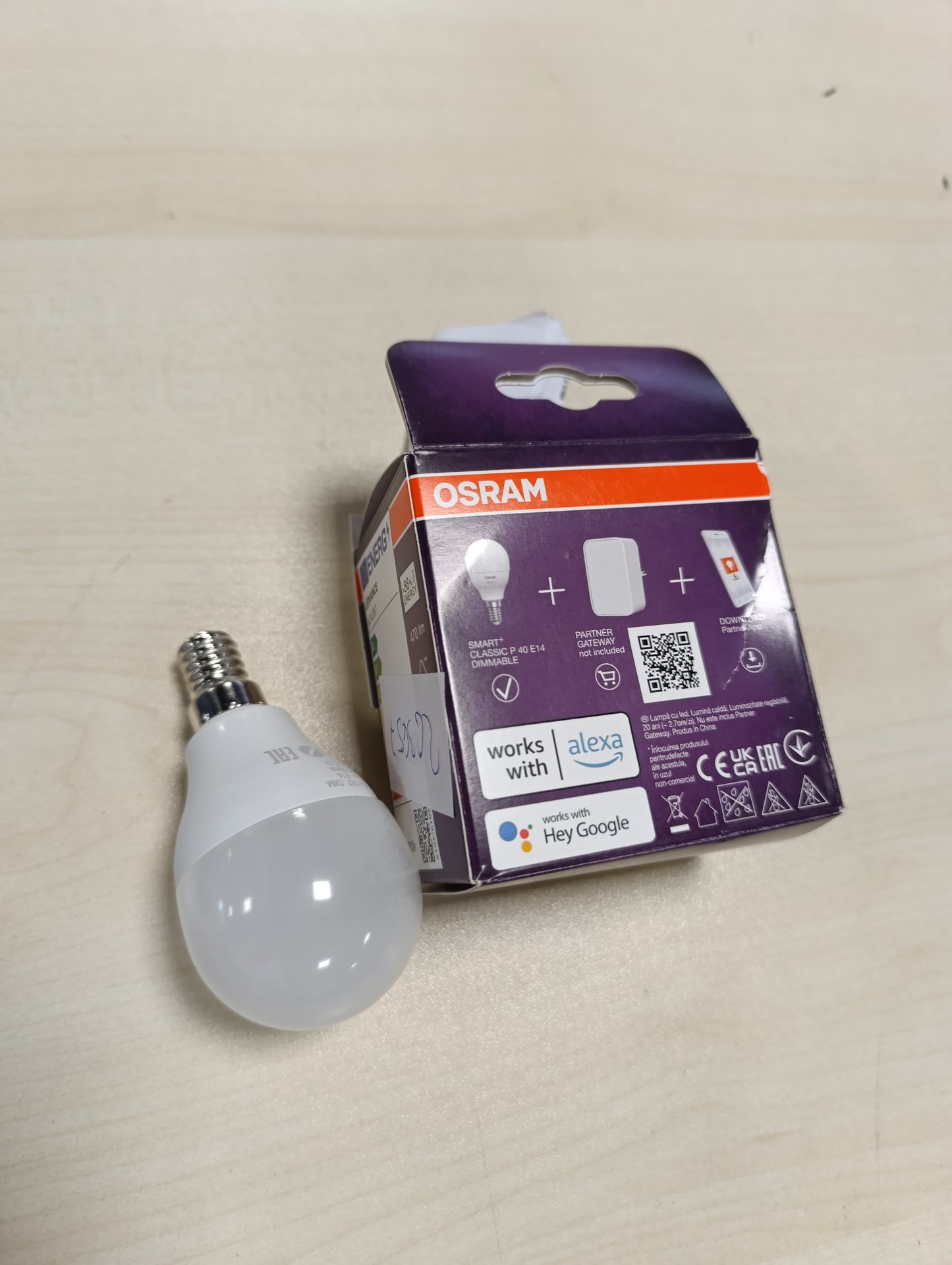 263457 - OSRAM Llampa LED SMART P40 Mini Ball Formë E14, 4.9W, ZigBee 3.0, E Bardhë e Ngrohtë 2700K, Kontroll Aplikacioni, Alexa