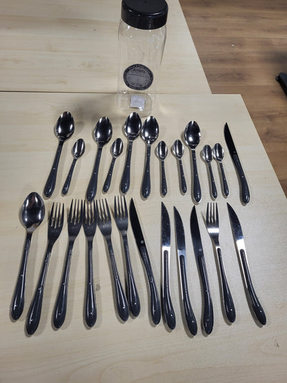 214241 - PRADEL ESSENTIEL Set me 24 sende për servis, çelik inox 18/0, ngjyrë gri antracit