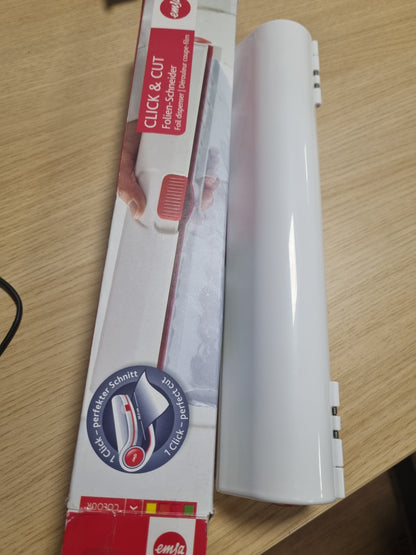 242327 - EMSA - Prerës folie 508020 për fletë alumini ose qese plastike, madhësia 33 cm, e kuqe/e bardhë, Click & Cut