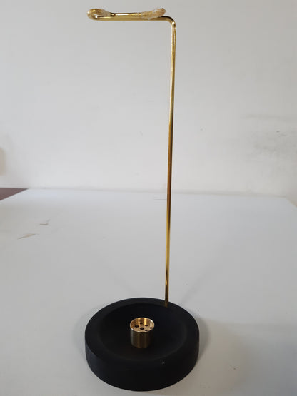 253771 - Mbajtëse shkopinjsh temjani 2-në-1 me bazë druri, dizajn modern me spirale konike, e zezë