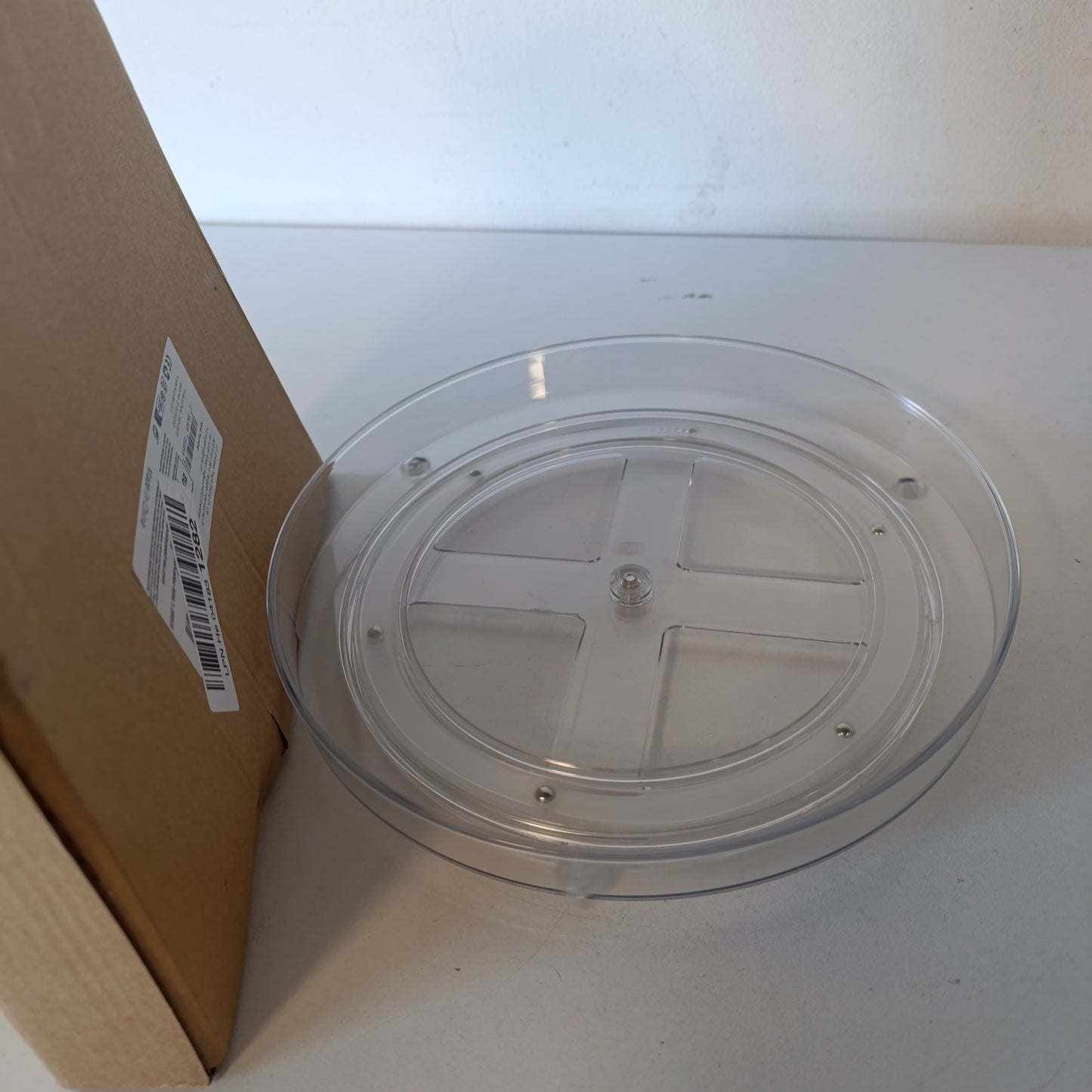198748 - LAZY SUSAN Organizues Frigoriferësh me Rrotullim, 23.5 cm, Mbajtëse Erëzash Rrotulluese për Kuzhinë, Qilar, Dollap, Banjo, Komodë, me Karusel 360° (Transparente)