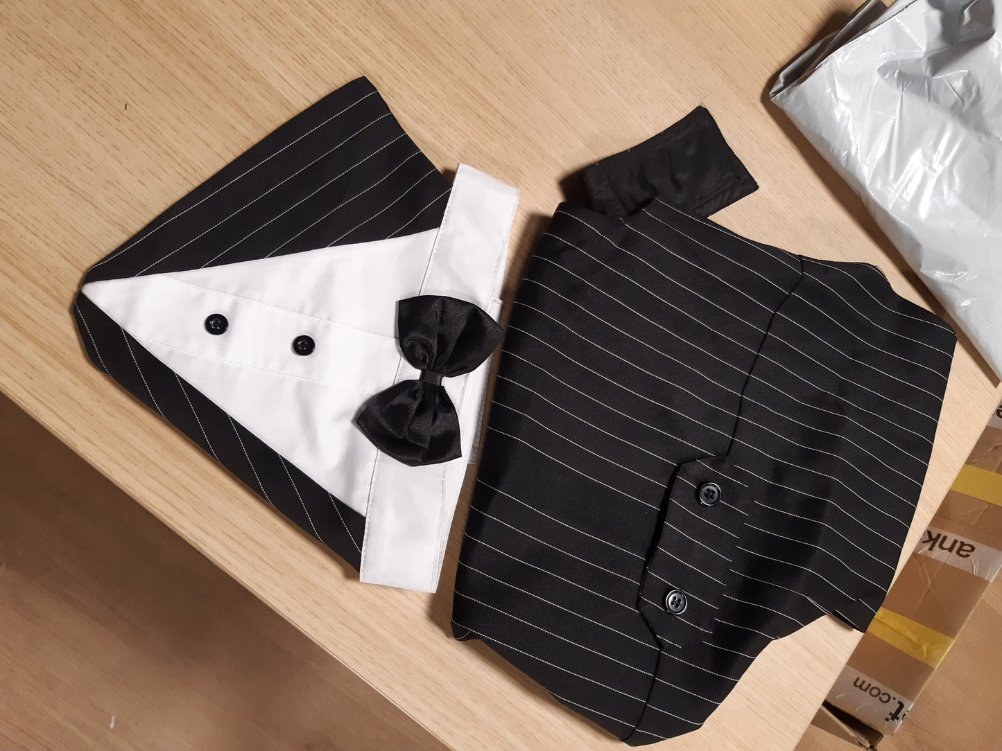 241450 - Set formal smokingu për qen, kostum dhe shall për dasmë, këmishë me papion, XL
