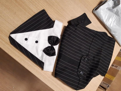241450 - Set formal smokingu për qen, kostum dhe shall për dasmë, këmishë me papion, XL