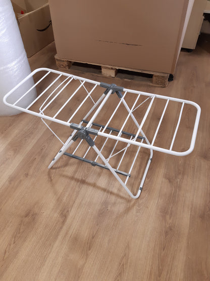 175453 - SONGMICS Ajrosëse e Vogël për Rroba, e Palosshme me 2 Krahë, Që Kursen Hapësirë, Metalike, Për Rroba të Vogla, Peshqir, Banjo, Ballkon, Dimensionet: 44 x 101 x 54 cm, Ngjyrë Bardha LLR504W01