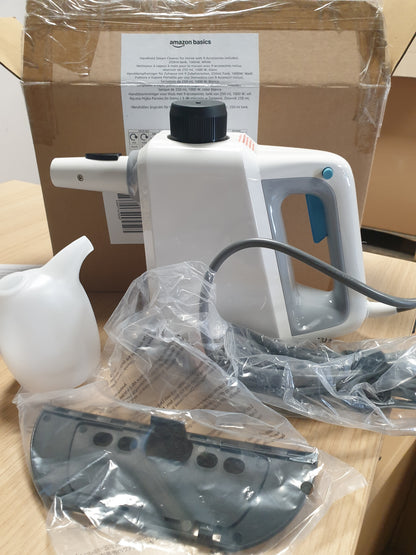 255277 - AMAZON BASICS - Pastrues me avull portativ për në shtëpi me 9 aksesorë, 1000W, rezervuar 250 ml, i bardhë