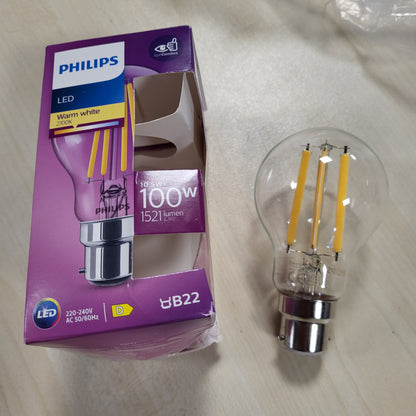 248305 - PHILIPS Llambë LED Standard B22, 100W, e Bardhë e Ngrohtë, Transparente, Qelq