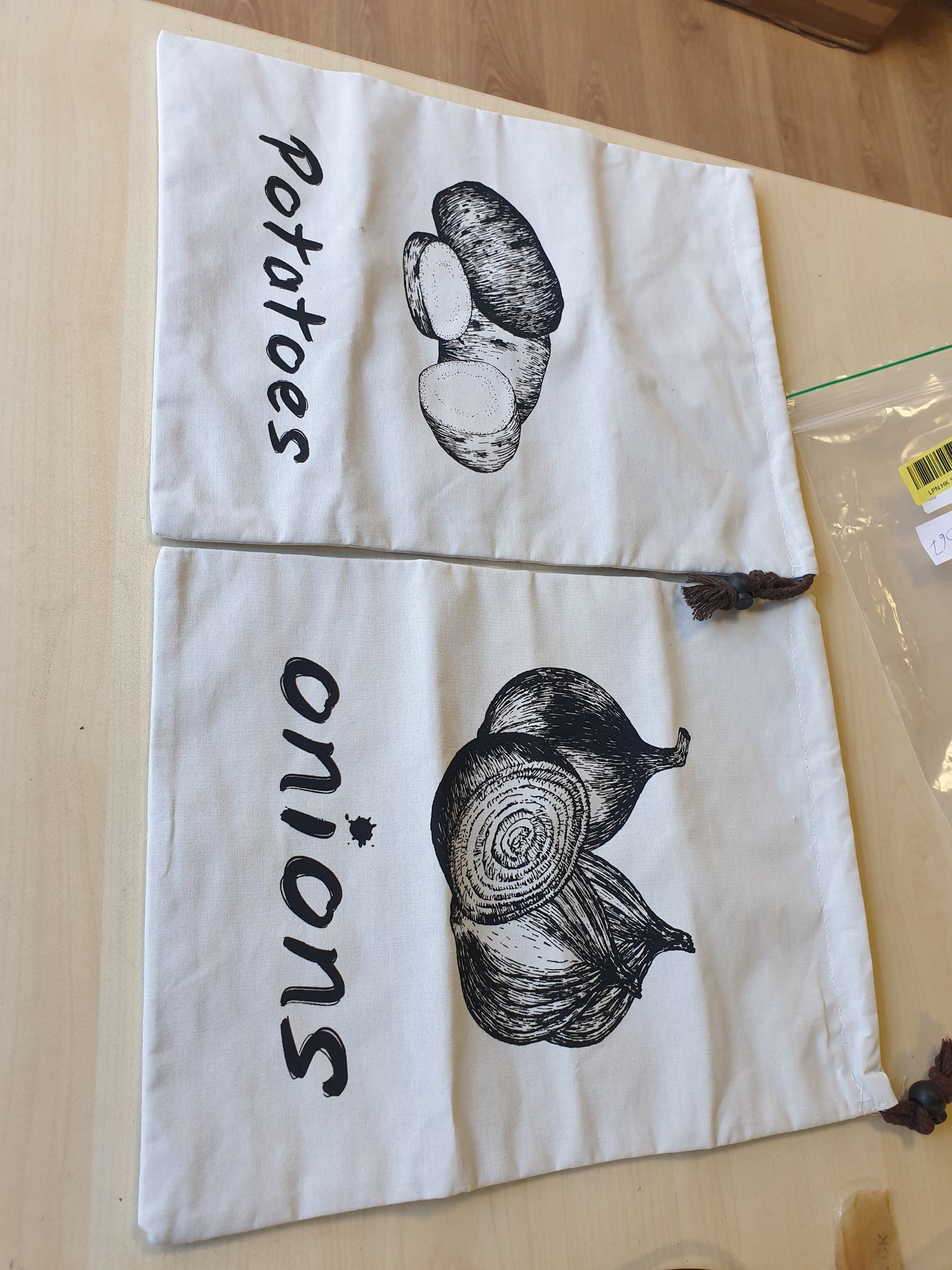 225067 - Qese për Ruajtjen e Patateve dhe Qepëve, Qese Kanavacë 26x35 cm për Kuzhinë, Mbajtjen e Freskëta të Patateve, Qepëve dhe Hudhrave