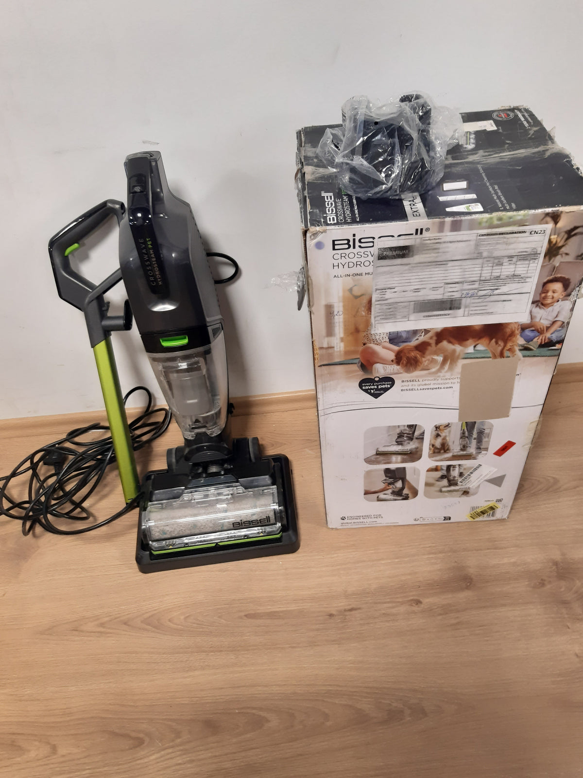 83087 - BISSELL CrossWave HydroSteam PET, Fshesë me tërheqje kablli, me funksionin Lan dhe Than, Modalitet Avulli, Dyshemeje Fuqishme, për Shtëpi me Kafshë, Pastron në Sipërfaqe të Ndryshme, Modeli 3517N