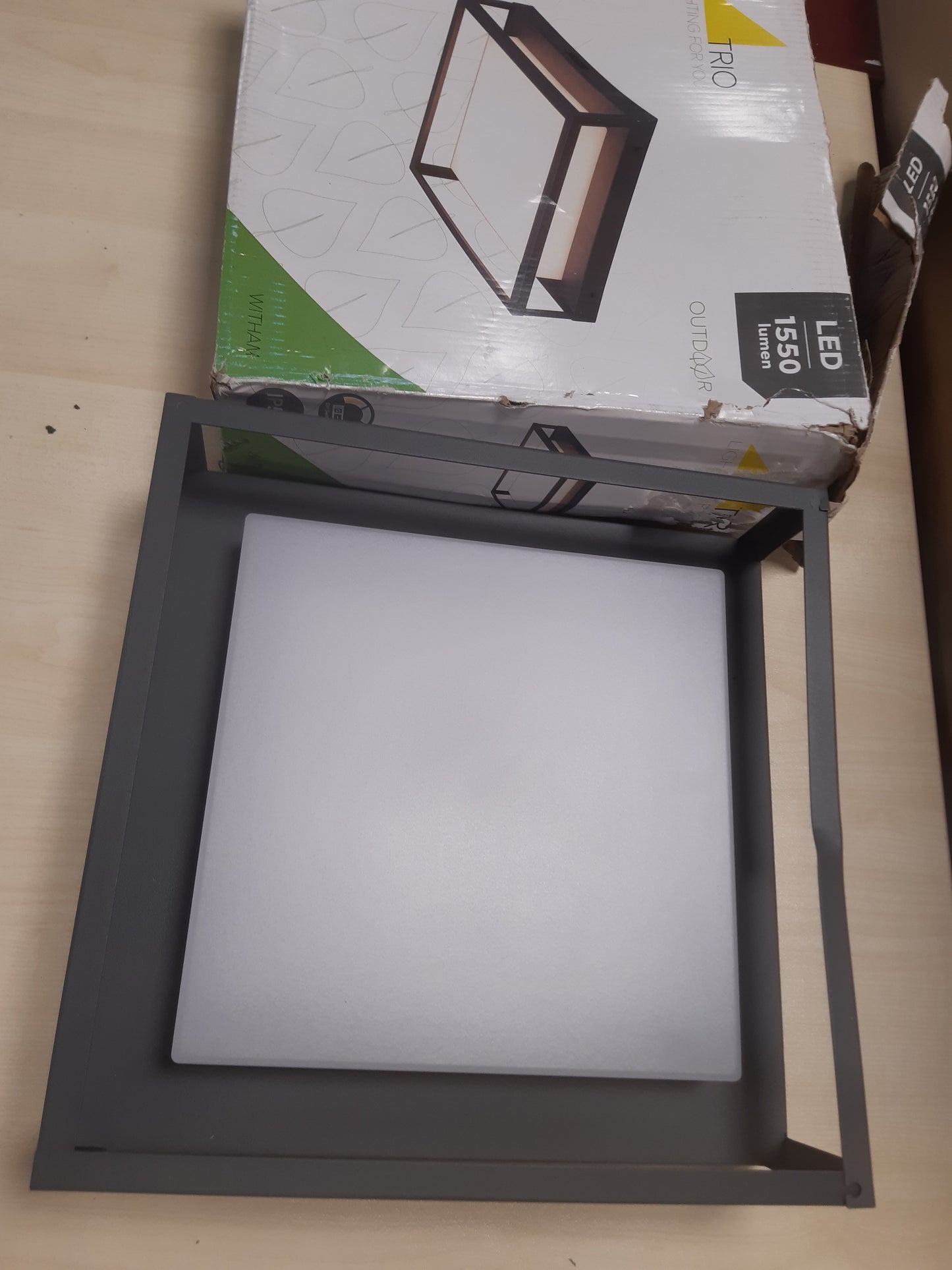 245142 - TRIO LEUCHTEN Llambë tavani LED për jashtë Witham 677860142, metal antracit, plastikë e bardhë, LED 10.5 Watt, ngjyrë drite e rregullueshme
