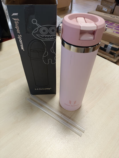 214611 - SPARROW Shishe Uji 750ml, prej Çeliku Inoks me Kashtë e Ripërdorshme, Pa BPA, e Pa Rrjedhshme