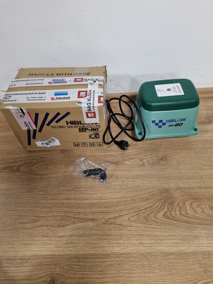 204019 - POMPË AERI HIBLOW HP-80, Kapaciteti 80l/min në 1.3m, Priza 18mm, Fuqia 71 Vat