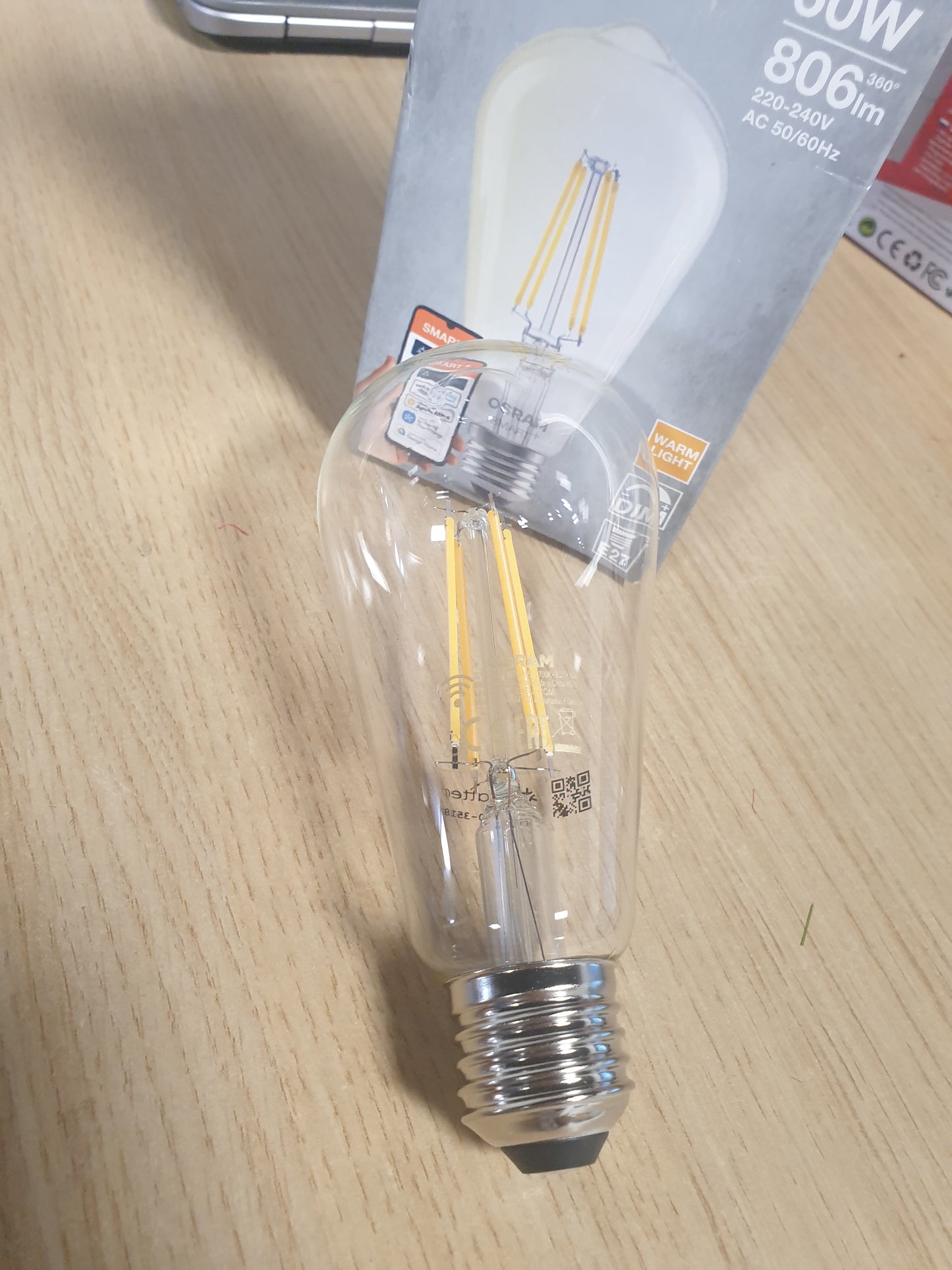 215834 - OSRAM Llambë LED Edison, formë llambë E27, e bardhë e ngrohtë 2700 K, e errësueshme, kontroll aplikacioni, e pajtueshme me Alexa dhe Google