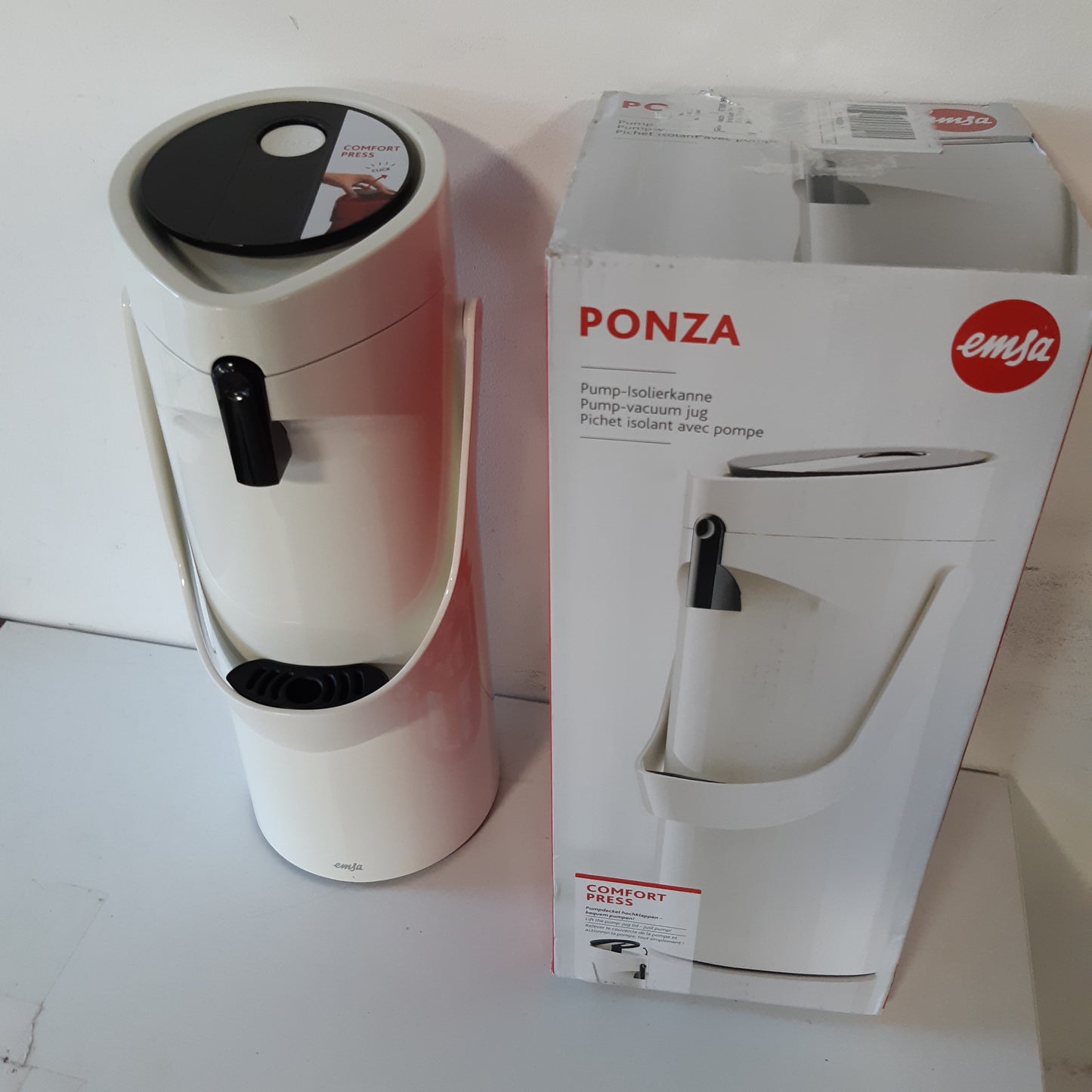 255619 - EMSAGMBH 515707 Ponza ISO Termos Shishe 1.9 l, Çelik Inoks, 17 x 16.5 x 39 cm, i Bardhë